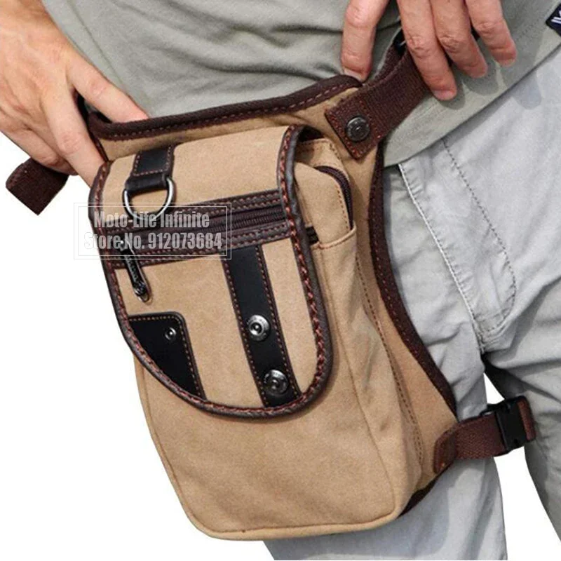 Oxford/Nylon/Canvas Men Drop Leg Bag Fanny Waist Pack Hip Bum Belt Casual Shoulder Leg Bag Motorcycle Riding Thigh Bag