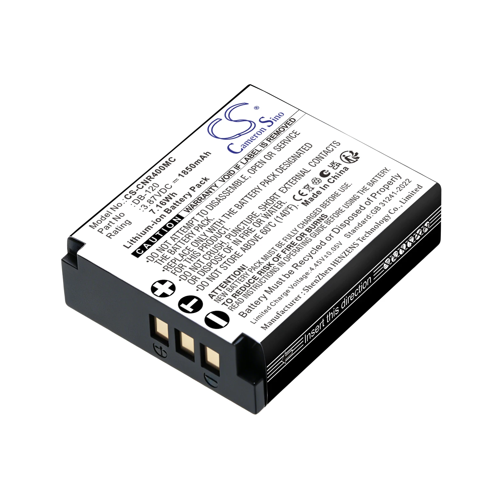 Cameron Sino 3.87V 1850mAh Replacement Camera Battery DB-120 for Ricoh GR IV R4