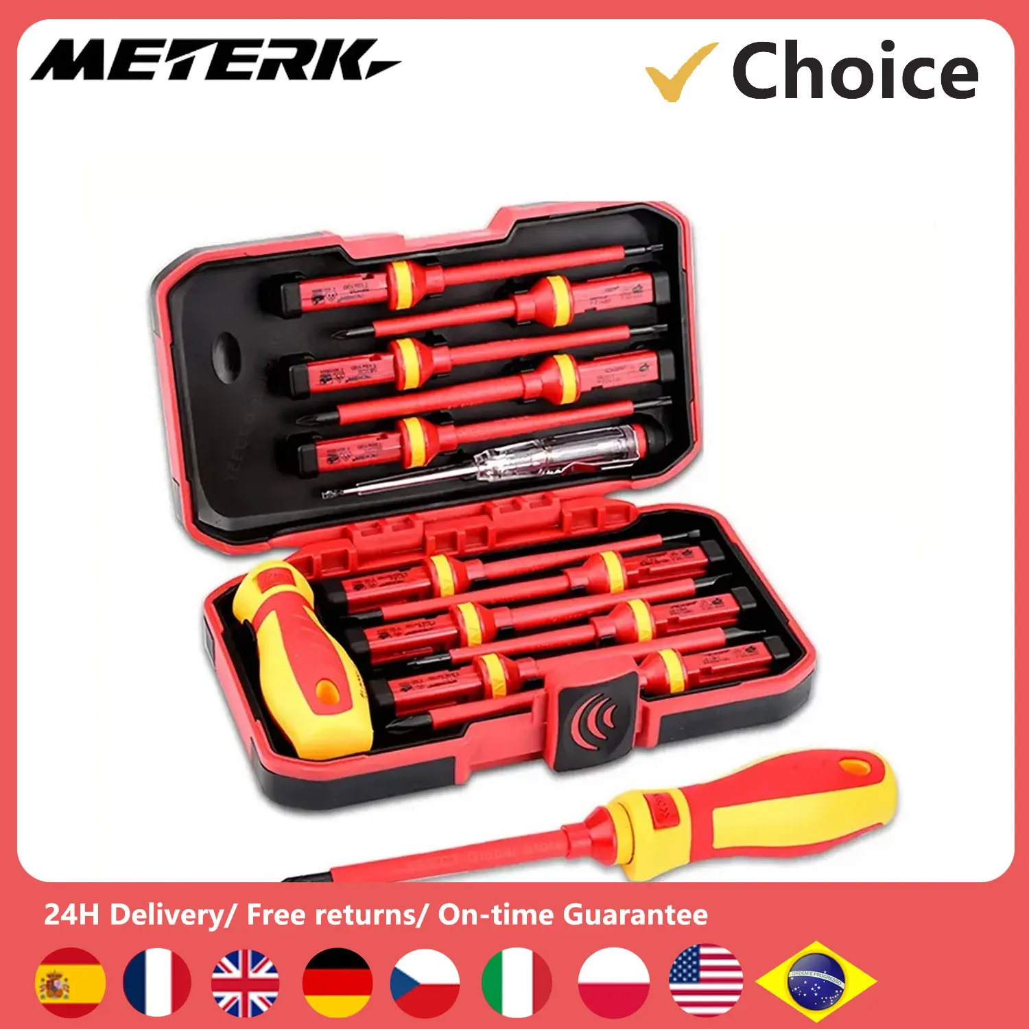 13pcs Insulated Screwdriver Set Precision Screwdriver Magnetic Slotted Phillips Pozidriv Torx Bits For Electrician Hand Tools