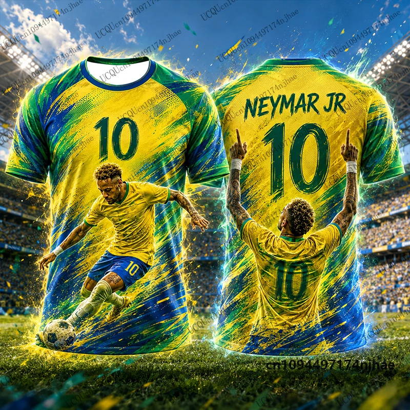 2026 New Brazil Special Neymar 10 Print Soccer Jersey For Men‘s T-shirt Summer Quick-Drying Sports Tees Casual Kids/Adult Tops - view 2