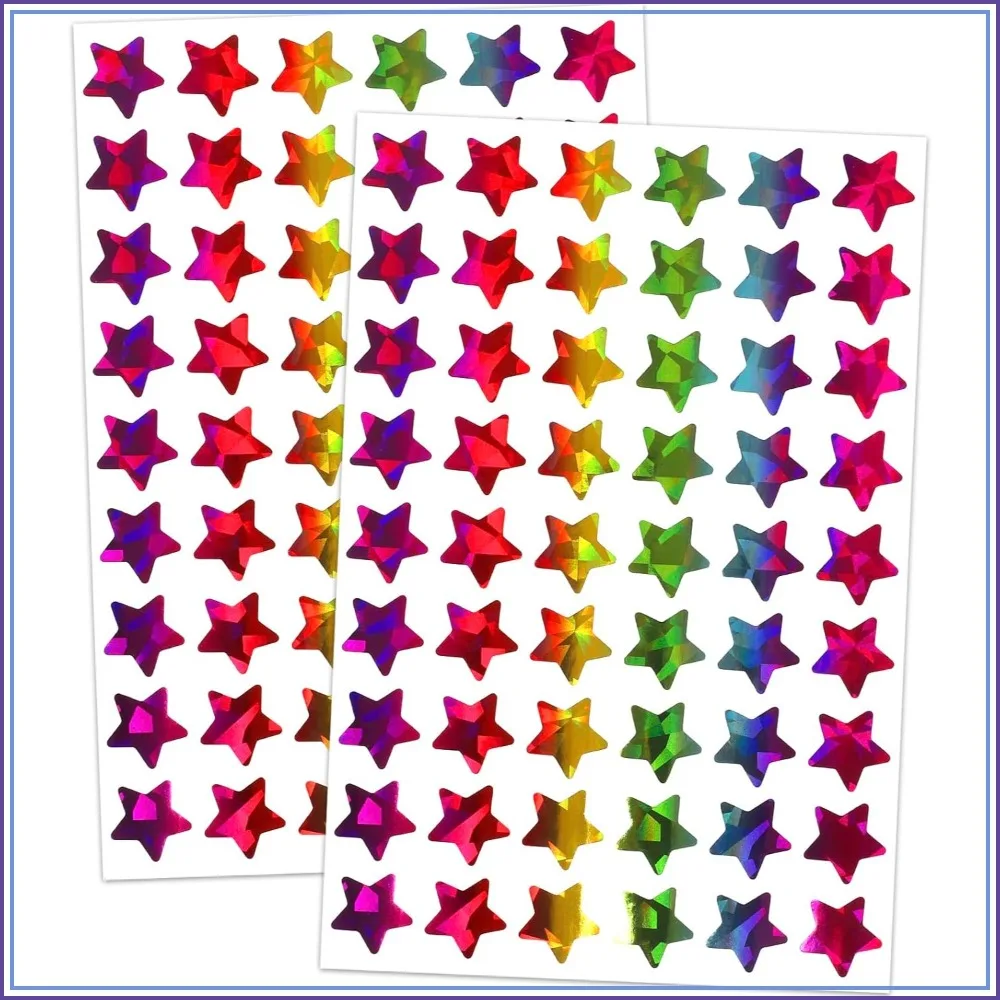 

1620 Holographic Rainbow Star Stickers for Kids Rewards, Classroom & Planners, 0.6"