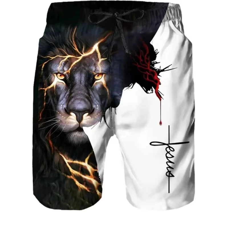Summer Lion Graphic 3D Print Beach Shorts Men Streetwear Oversized Surfing Beach Sports Board Pant Swimsuits Trunks Man Clothing