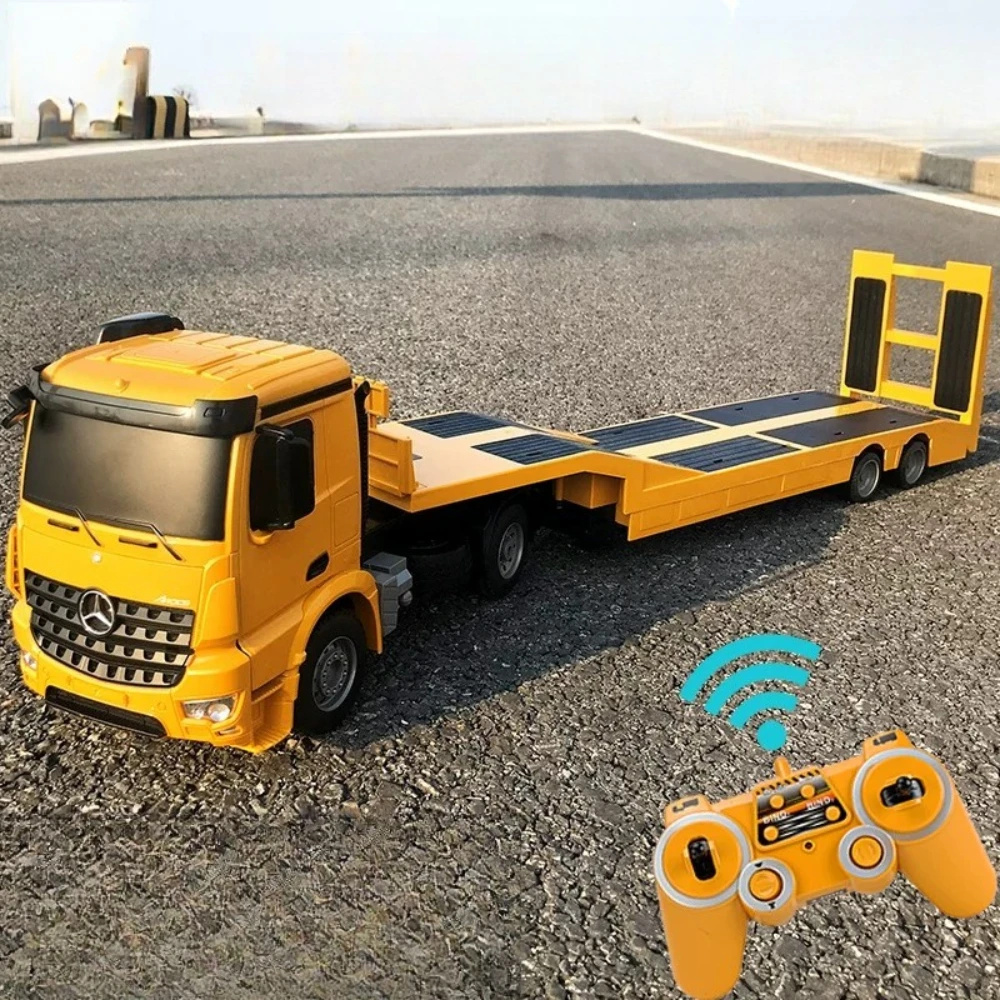 1/20 Large Remote Control Flatbed Truck  Realistic Sound Effects Electric Semi-trailer Model  Toy Construction Vehicle for Boys