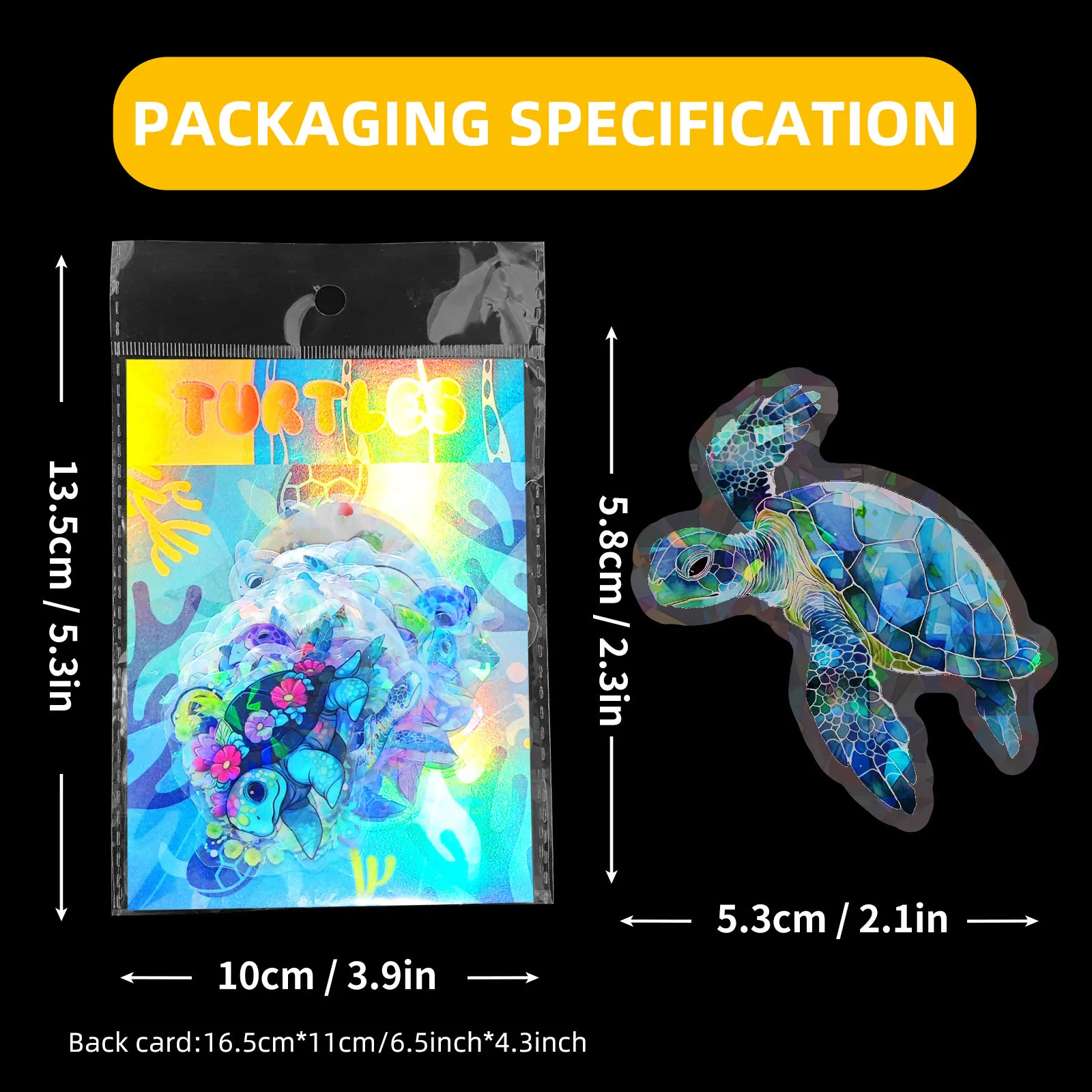 50 Pcs Transparent Laser Turtle Stickers, Colorful DIY Luggage, Phone Case, Notebook Stickers