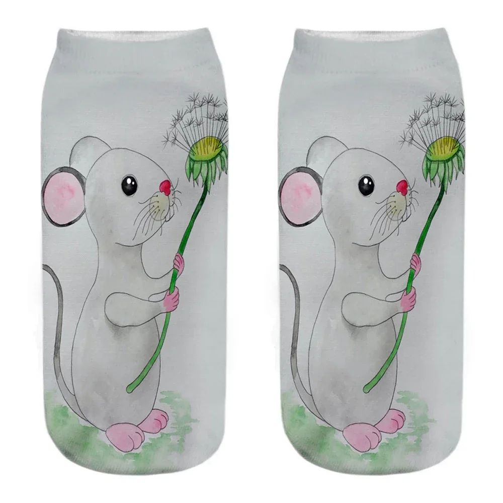Dropship 1 Pair of 3D Printed Cute Animals Happy Rabbit Mouse Fox Bunny Socks