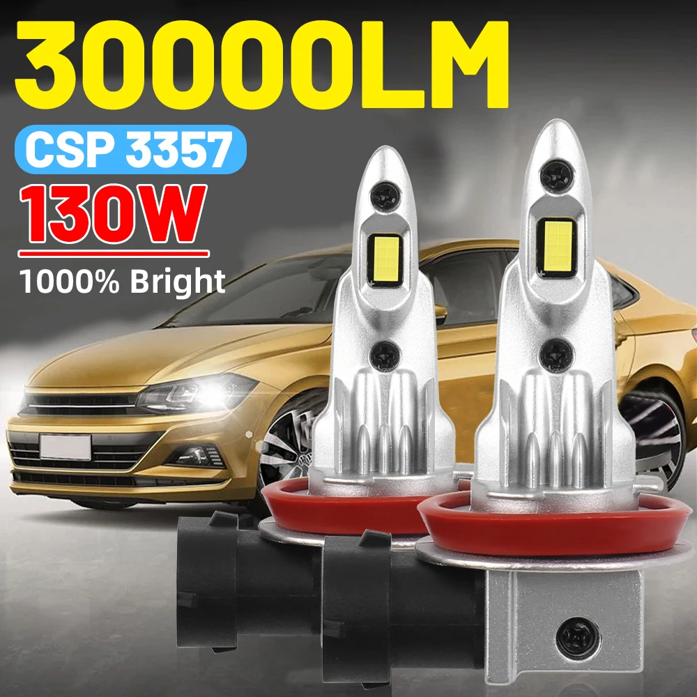 LED Headlight Bulb H11 30000LM High Brightness 3370 CSP H1 H4 H7 9006 9005 Driving Running Lamp 130W Super Bright Car Lights