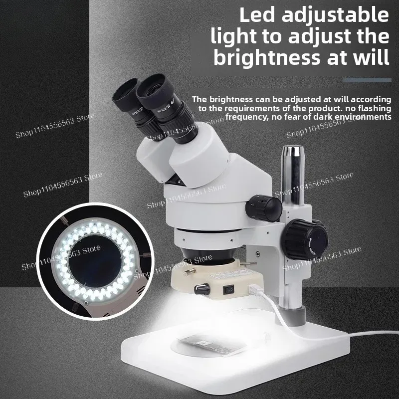 Trinocular Stereo Zoom Microscope, 7‑45X Continuous Zoom High‑Definition Microscope with C‑Mount for CCD