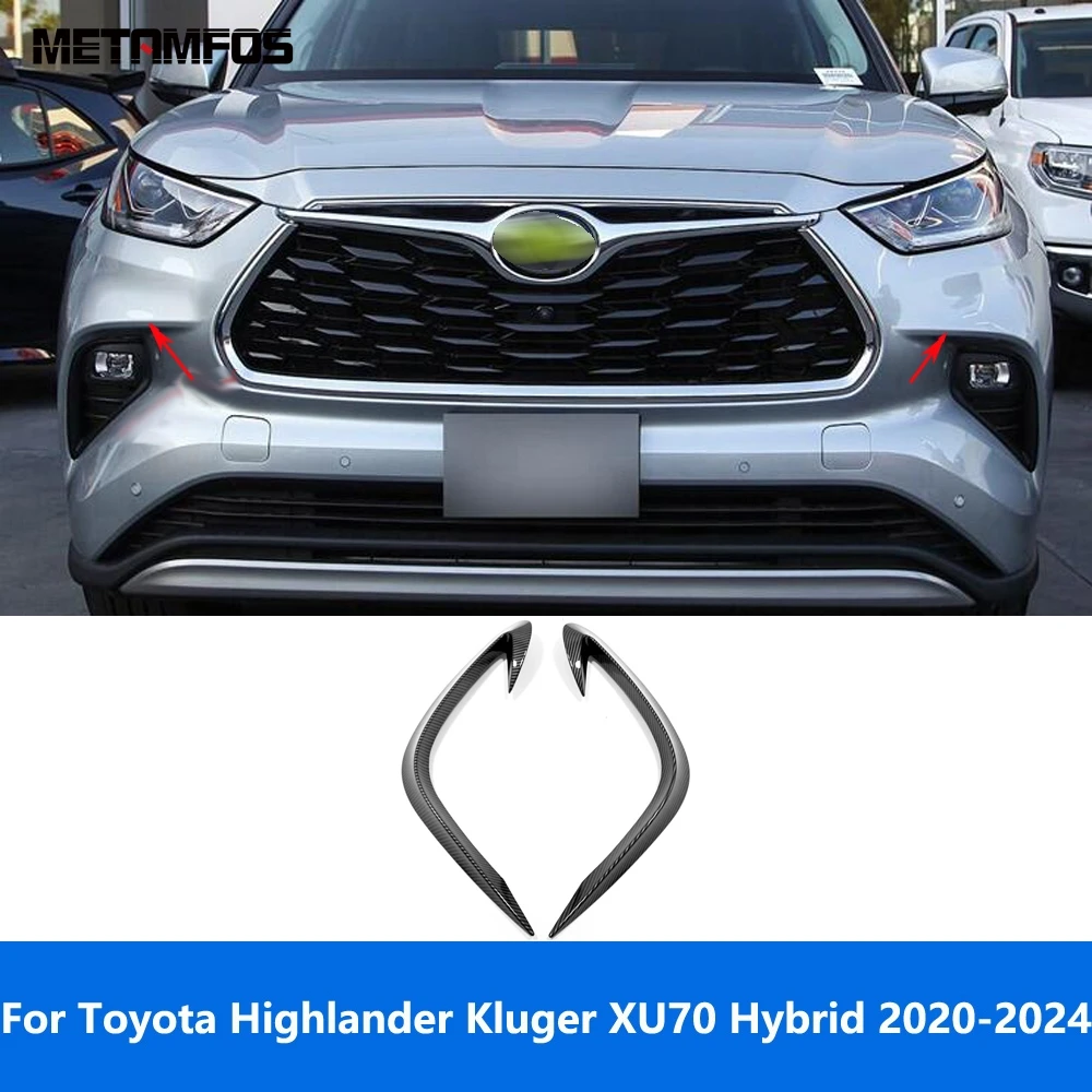 

For Toyota Highlander Kluger Hybrid 2020-2023 2024 Carbon Fiber Front Fog Light Lamp Eyelid Eyebrow Foglight Strip Accessories