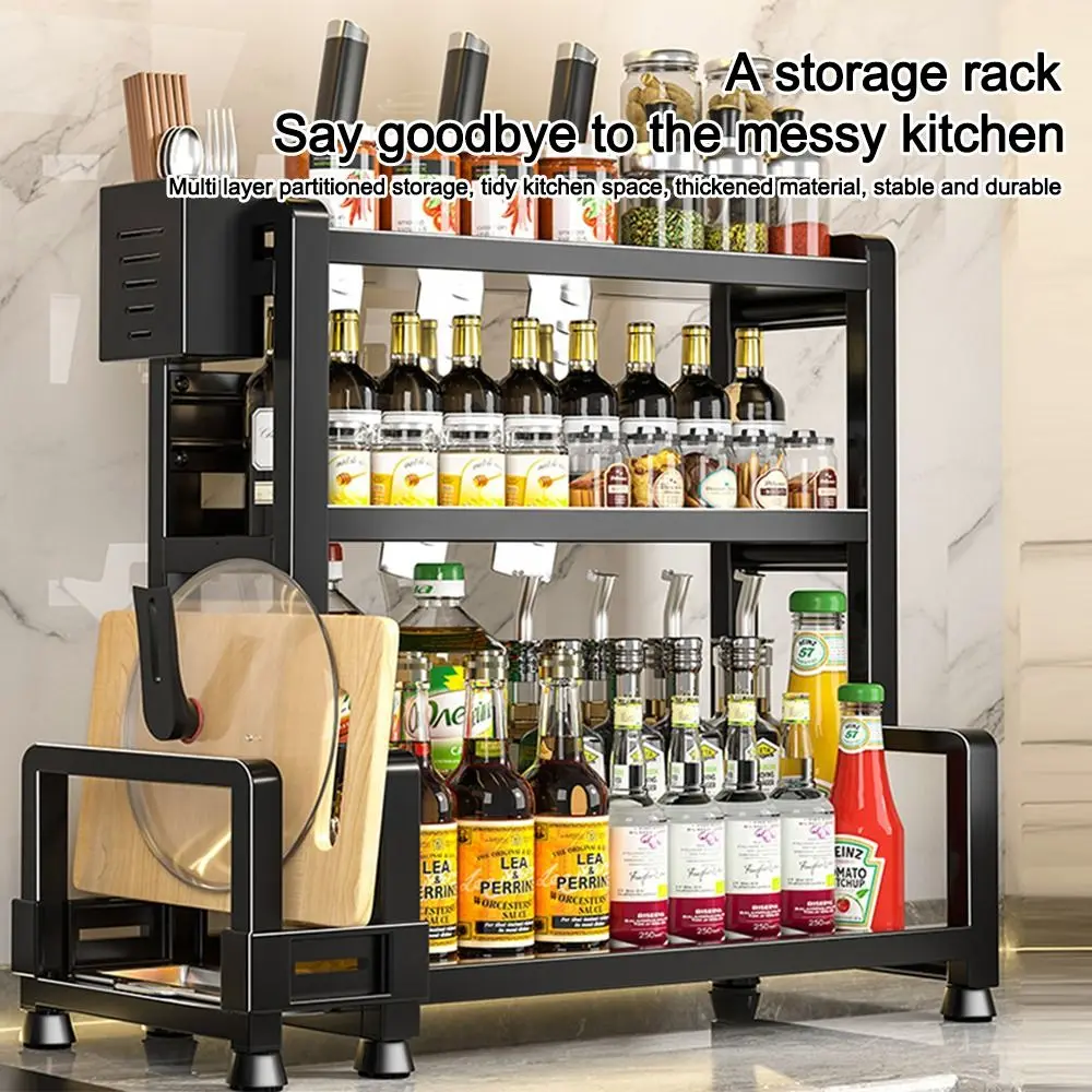 

Durable 2/3 Tier Spice Rack High Quality Rustproof Multi-function Kitchen Shelf Cutting Board Holder for Kitchen Storage