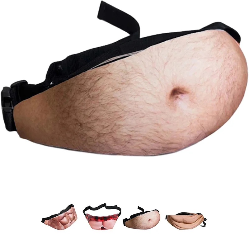 2026 Neue Lustige Fake-Bierbauch-Gürteltasche 3D Unsichtbare Bauchtasche mit Reißverschluss Versteckter Aufbewahrungsbeutel Scherzartikel Geschenk für Outdoor-Partys – Detail 11