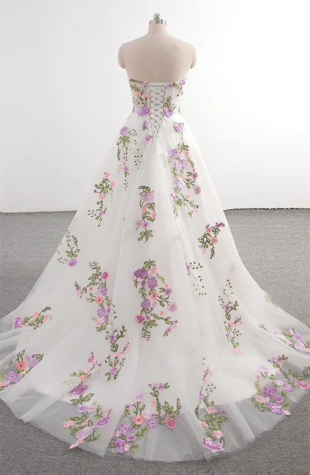 open lace back dress Wisteria A-line Colorful Designer Wedding Dress by Claire Pettibone main image 1
