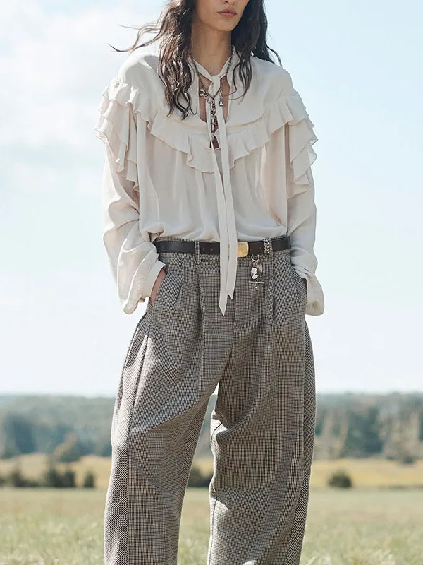 

Faionable Knot Layered Decoration irt Women's Clothing Versatile Sle Winter Season Quali Fabric Ele Design