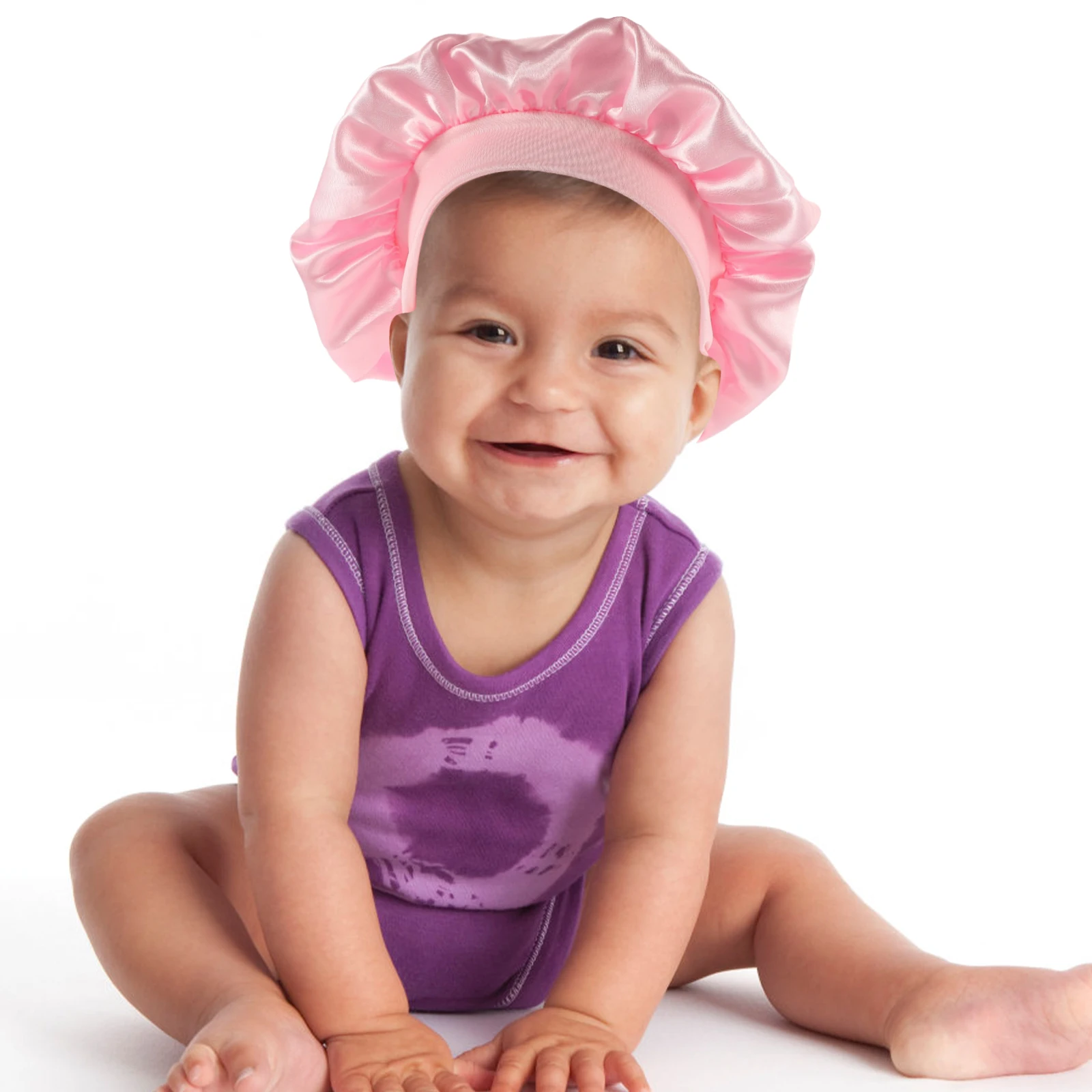 

3Pcs Kids Shower Cap Reusable Baby Bath Bonnet Satin Sleep Hat Bow Night Hair Protector Toddler Soft Elastic Design