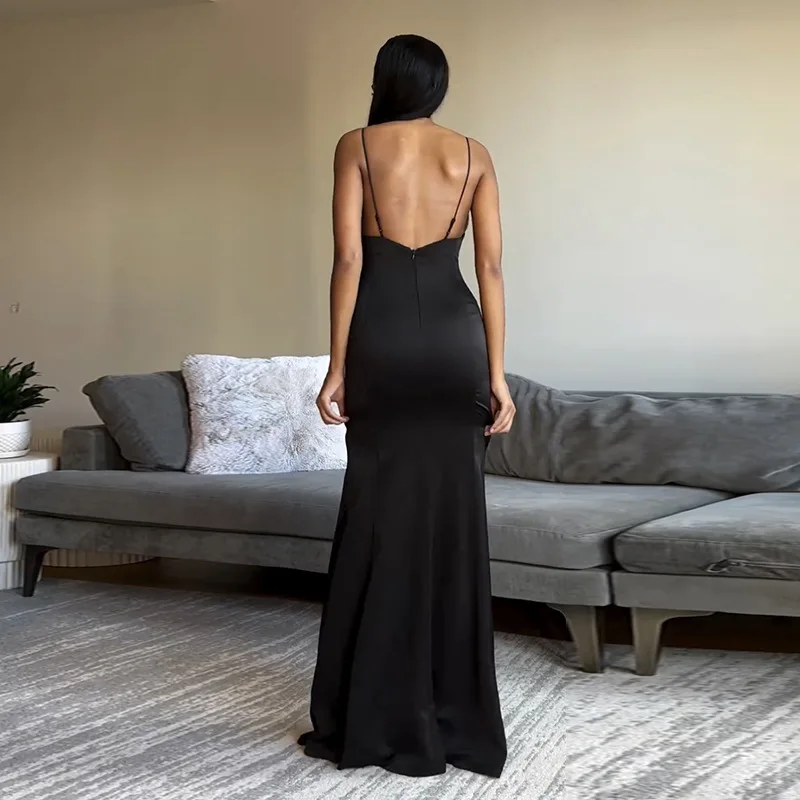 Schwarz weiß Bogen Frauen Ballkleid Slim Fit lange Maxi Abendkleid Seite geteilt ärmellose heiße Mädchen Strand Straße tragen Rock Roben