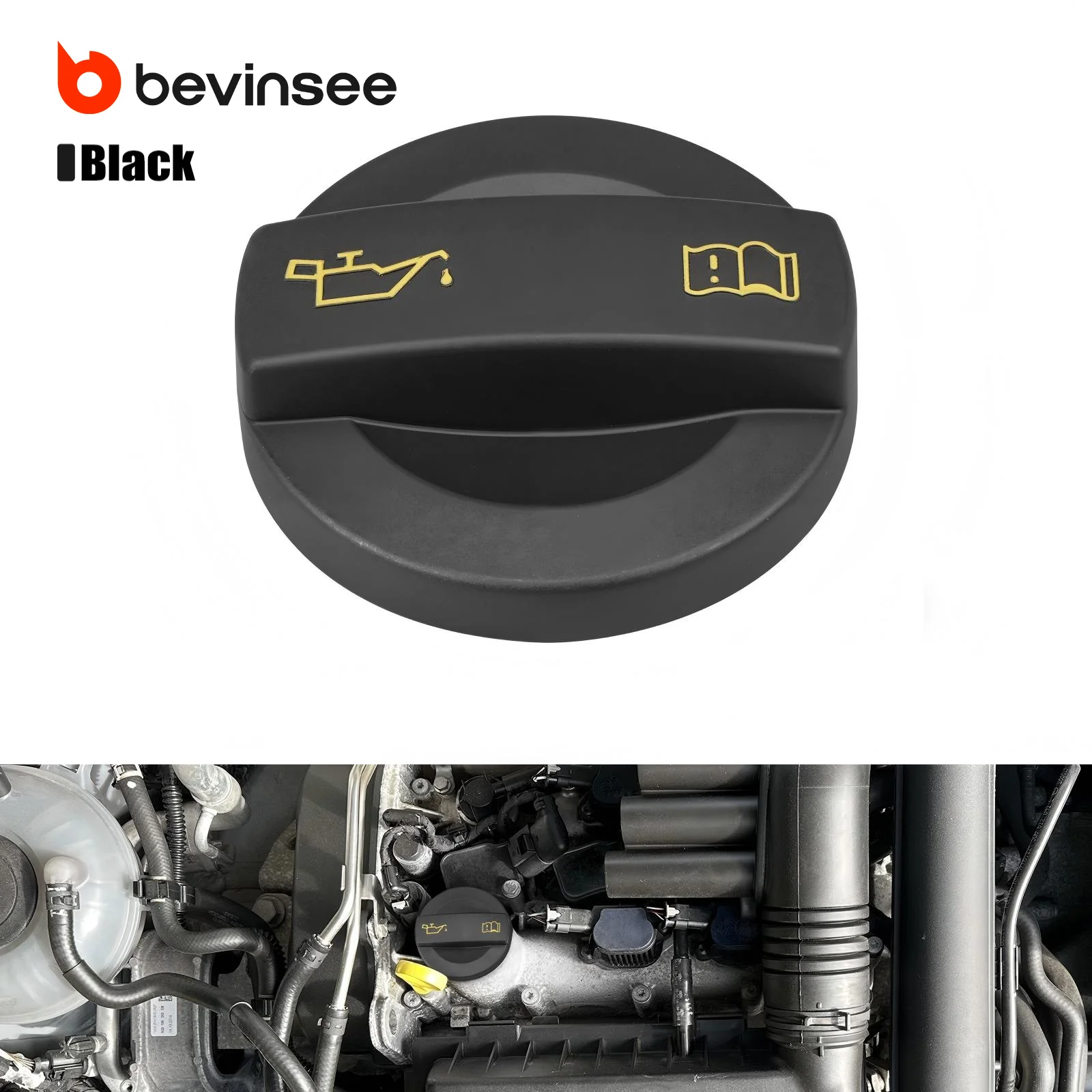 BEVINSEE EA211 Petrol Engine Oil Filler Cap for VW for Golf MK5/MK6/MK7/MK8 for VW Passat B8, for Audi Audi A3 8V/8Y A1 RS3 Q2
