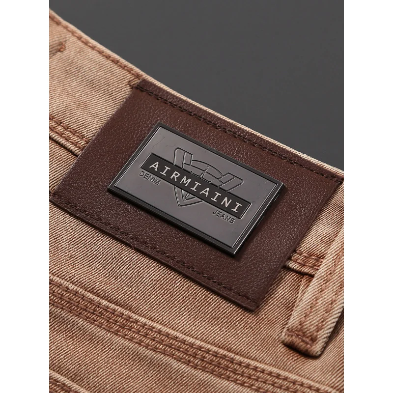 Осенне-зимние джинсы, мужские легкие роскошные элитные повседневные универсальные простые эластичные маленькие прямые брюки, модные брюки