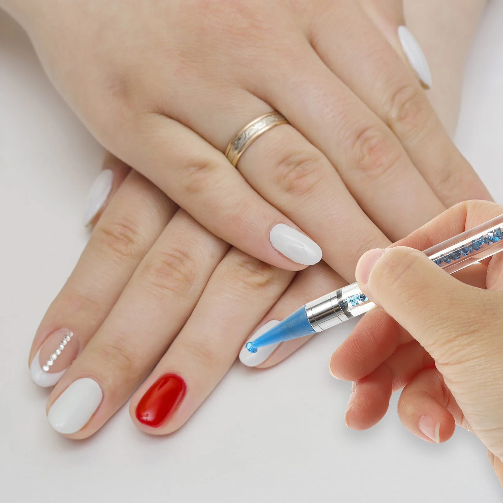 

1 Set Of Point Diamond Pen Kit With Rhinestone Box Blue Beads Painting Tool For Diy Craft Design Rhinestones Picker Diamond