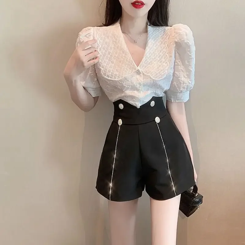 Short Sets For Women 2 Pieces Chic And Elegant Summer Woman Shorts Formal Ensembles Cheap Korean Style Offers Full Classic Kit