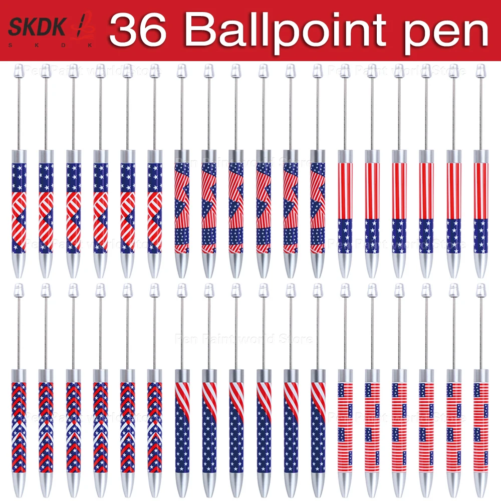 

36 шт. креативная ручка с национальным флагом «сделай сам» — модная шариковая ручка из бисера, оптовый подарок на любой случай