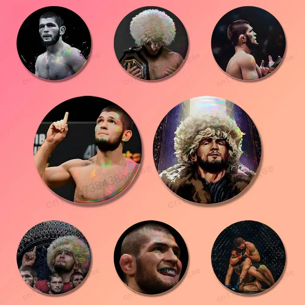 

K-Khabib C-Cool Badges 25 32 44 58 75 mm Round Cosplay Pin Bag Decor Fans Collect Friends Gifts Brooch Souvenir