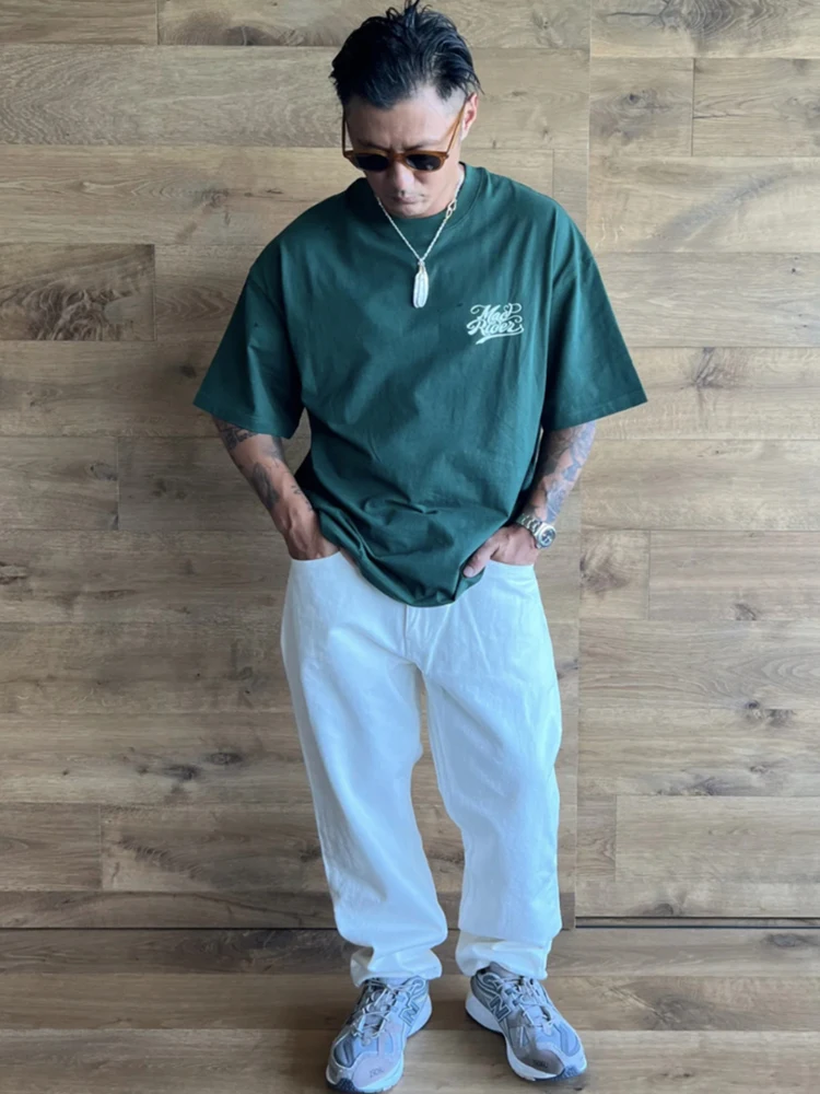 

Белые прямые повседневные свободные мужские джинсы из денима, молодежные модные длинные брюки из 100% хлопка на все сезоны