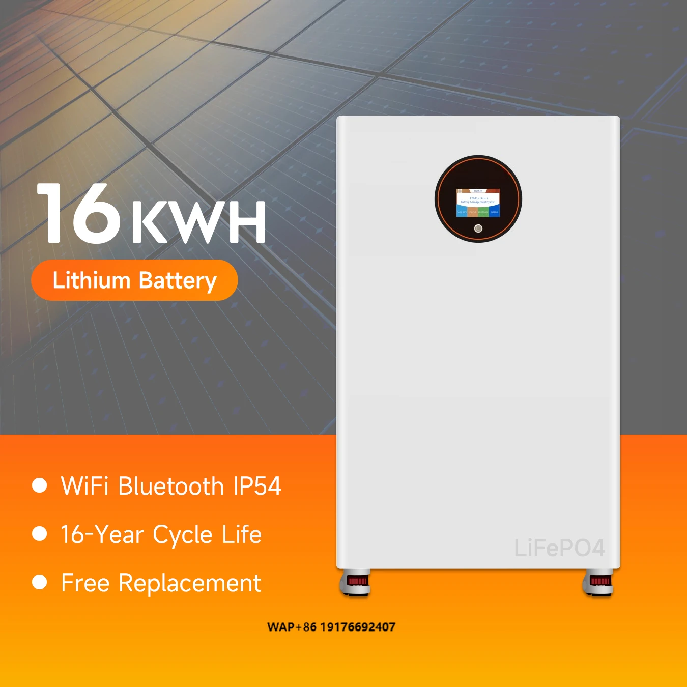 KEVOLT 11000 Cycles Solar Battery With WiFi Bluetooth and IP54 16kWh Lithium Battery Home Energy Storage