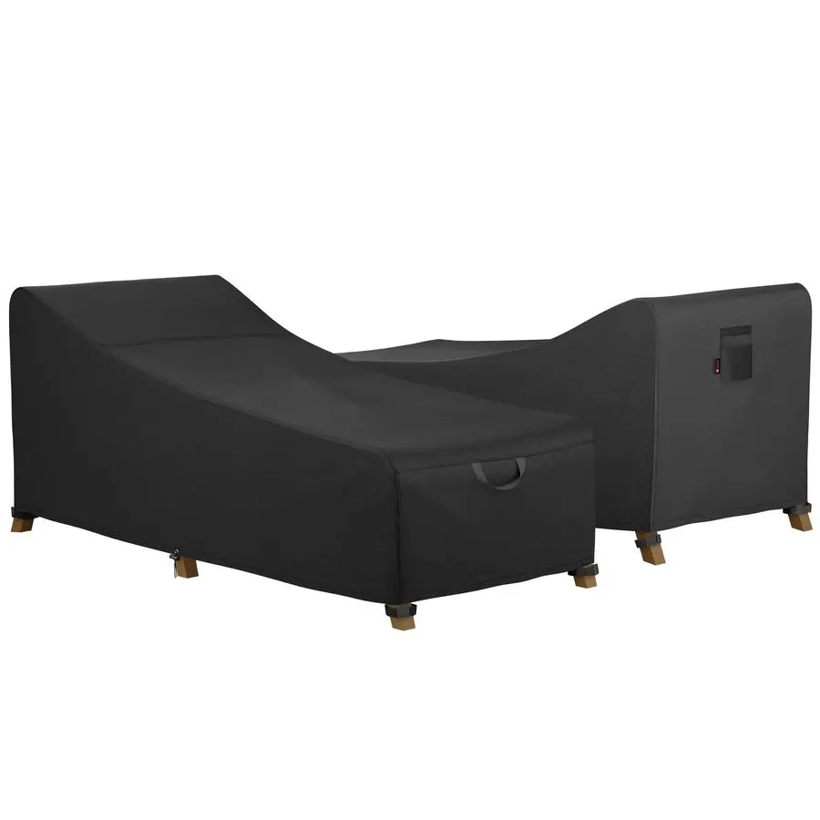 

Чехол для уличного шезлонга 80x26x28 дюймов, водонепроницаемый, для садовой мебели, для шезлонгов у бассейна, 2 штуки, черный