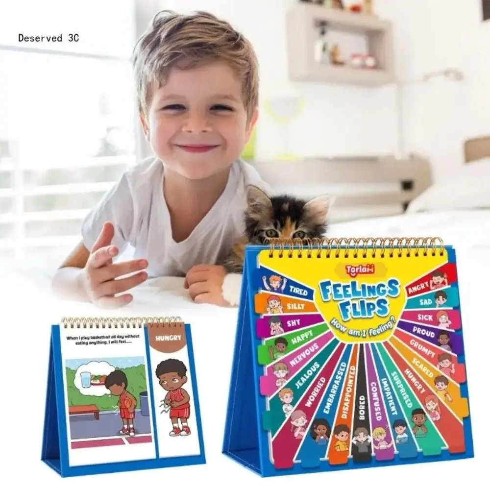 

Early Educational Feelings and Emotions Book Interactive Montessori Social Emotional Book Funny Creative Reading Flip Book