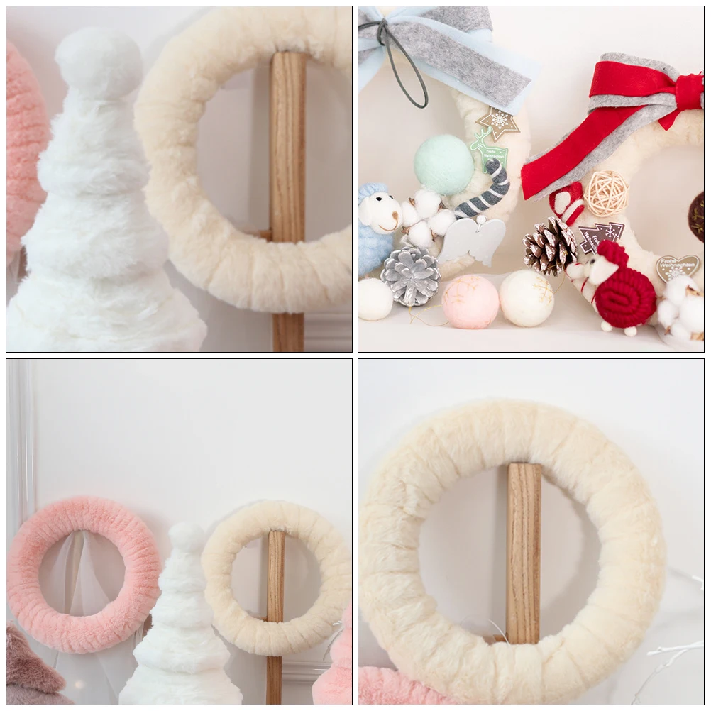 

1pc Wool Felt Wreath Christmas Decor Non Fade Handmade Garland Round Shape Kids Craft Home Decor Wall Hanging