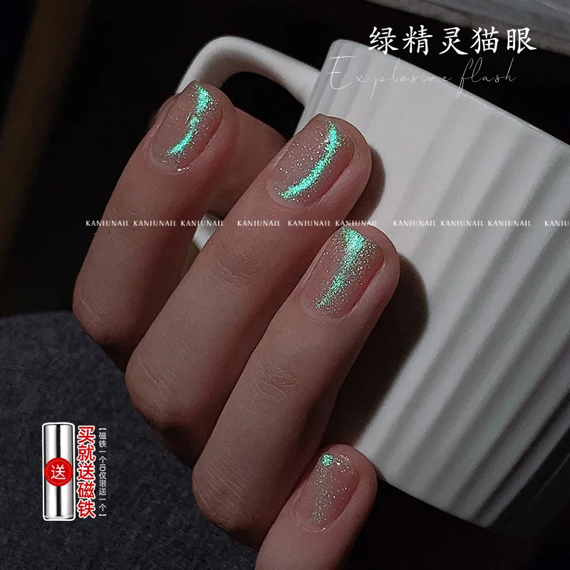 KANIU 핫 블루 티어 고양이 눈 젤 반투명 5 색 세트, 자석 네일 래커, 12ml UV LED 마그네틱 네일 젤 광택제 매니큐어