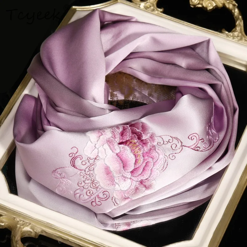 

Tcyeek, 16 мм, 100% тутовый шелк, вышивка Сучжоу, шарф ручной работы, женская изысканная подарочная шаль, новинка весны и осени A49736QM