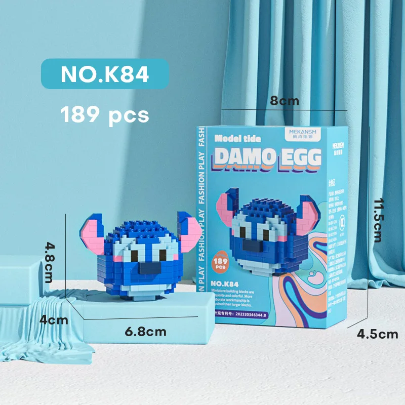 Kawaii Mini Damo Egg Disney Building Blocks Cartoon Mickey Stitch Brick 3D Cute Sanrio Cinnamorol Model Nick Toys For Kids Gift