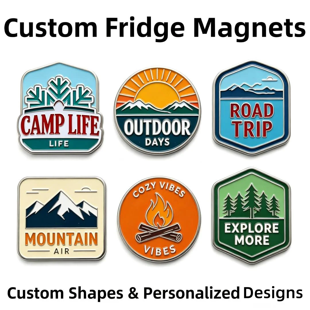 Custom Fridge Magnet Silver Enamel Logo Letter 2D 3D Cute Cartoon Zinc Alloy Metal Refrigerator Magnet Travel Souvenir Gift