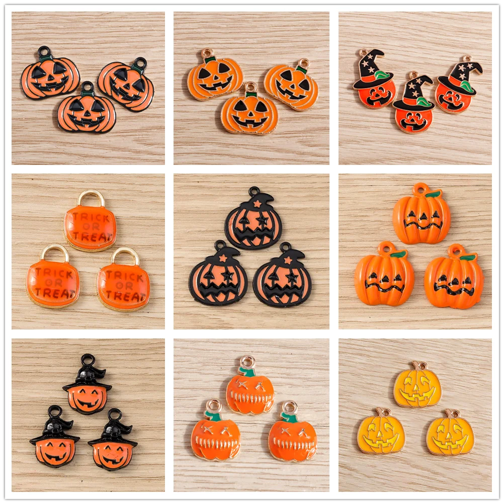 

Tusember 10Pcs Halloween Pumpkin Charms for Halloween Night Jewelry Making DIY Earrings Bracelets Necklaces Pendants Supply