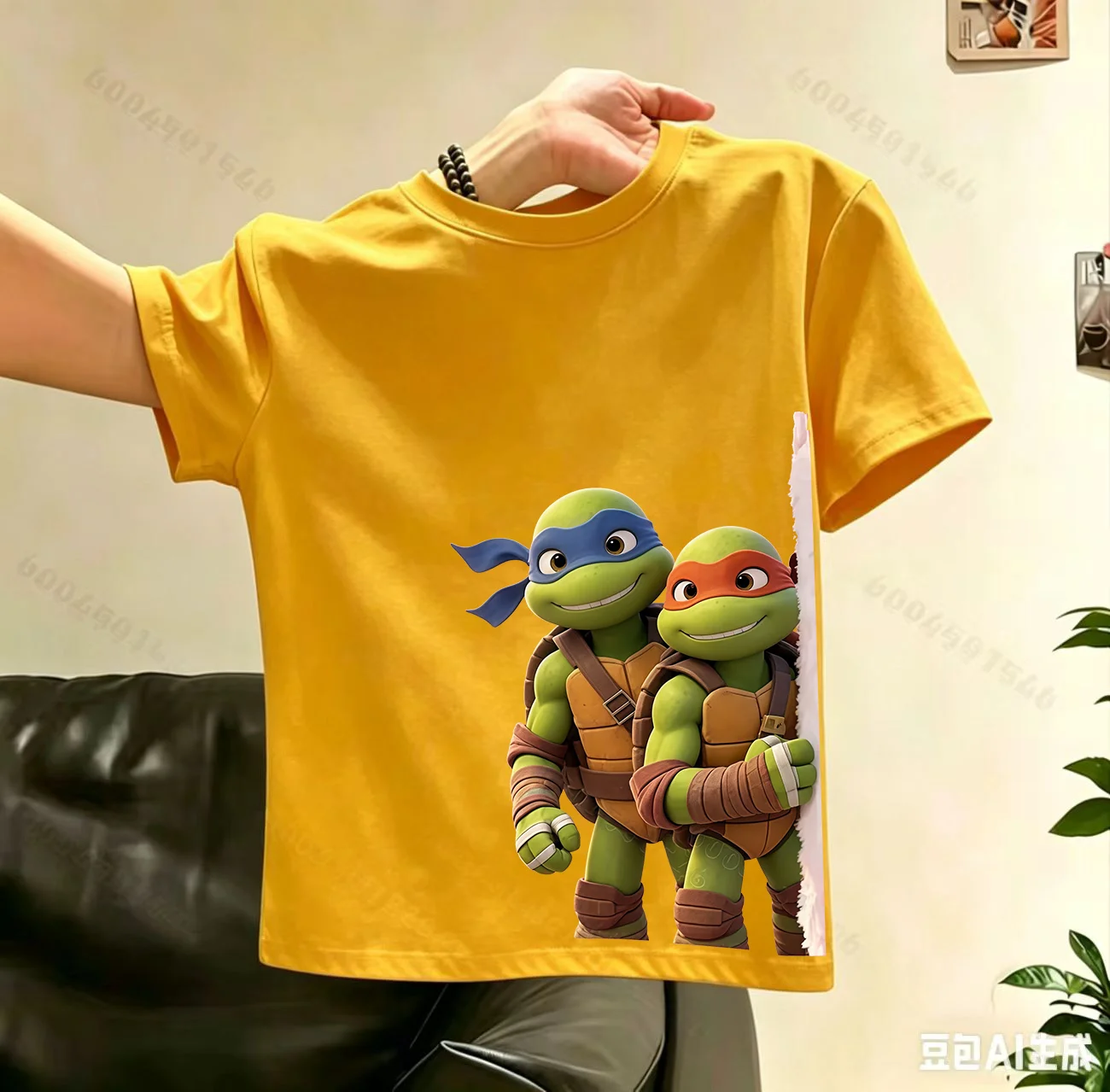 Ninja Turtles Kinder-Kurzarm-T-Shirt im neuen Sommerstil für Jungen und Mädchen mit Cartoon-Print, atmungsaktives Oberteil aus reiner Baumwolle – Detail 9