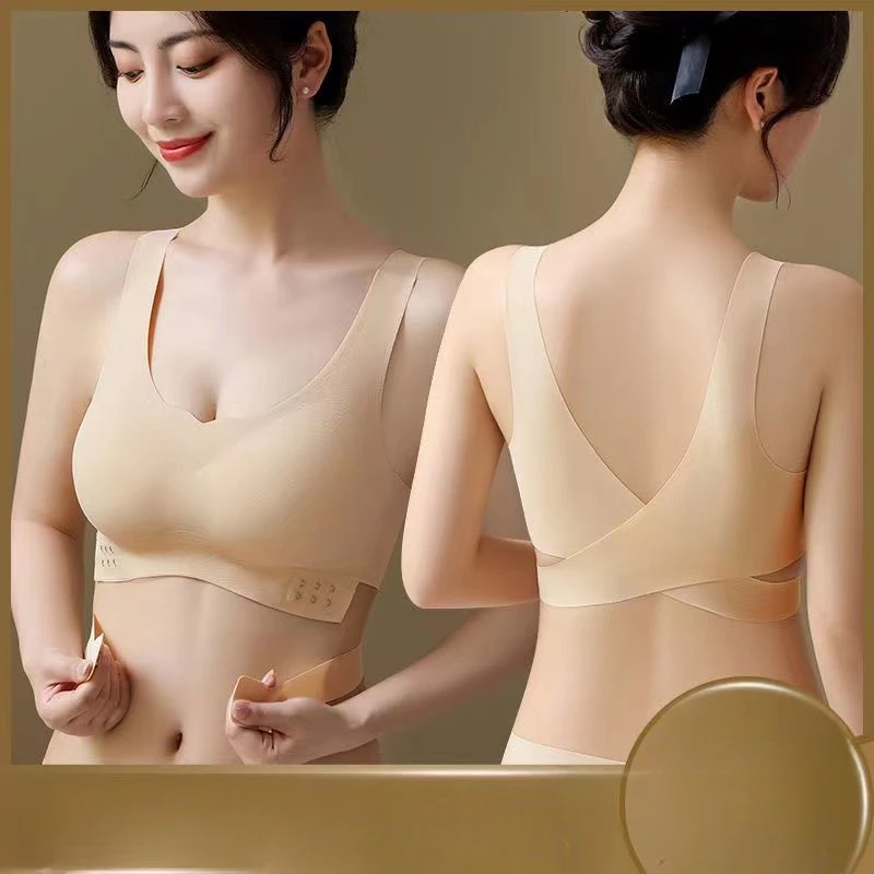 New Underwear Ice Silk Seamless Bra Pulls Together Anti-sagging Sports Beautiful Back Women Lingerie Comfort Breathable Thin