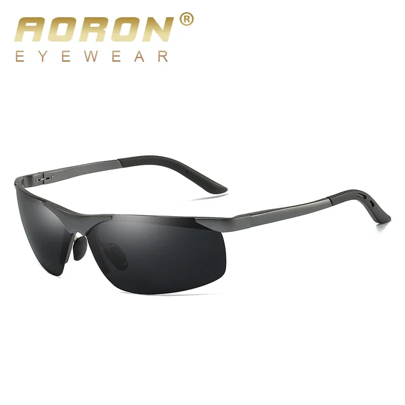 AORON Men Aluminum Alloy Frame Polarized Sunglasses Women Brand Original Goggles UV400 Glasses Male Metal Eyewear Oculos