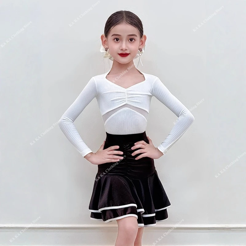 

Платье для латинских танцев ча-ча, танго, танцевальный костюм для девочек, самба, сальса, платье для латинских танцев, детское бальное платье для соревнований, стандартное