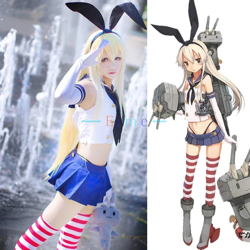 Anime Kantai Collection Shimakaze Cosplay Costumes Women Halloween Sexy Bunny Suit Girl's Uniforms Full Set With Stockings