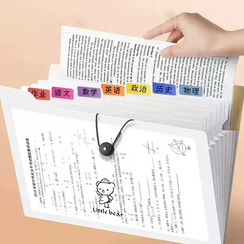 Transparent Insert File Folder A4 Document Bag Multi-Layer Expanding Folder Holde For School Office Stationery