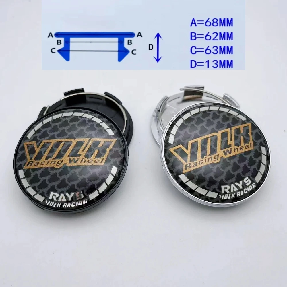 

4pcs 68MM ( Clips 62MM ) Volk Rays Logo Emblem Badge Car Wheel Center Caps Wheel Hubcaps Rim Dust Cover Replace Car Accessories