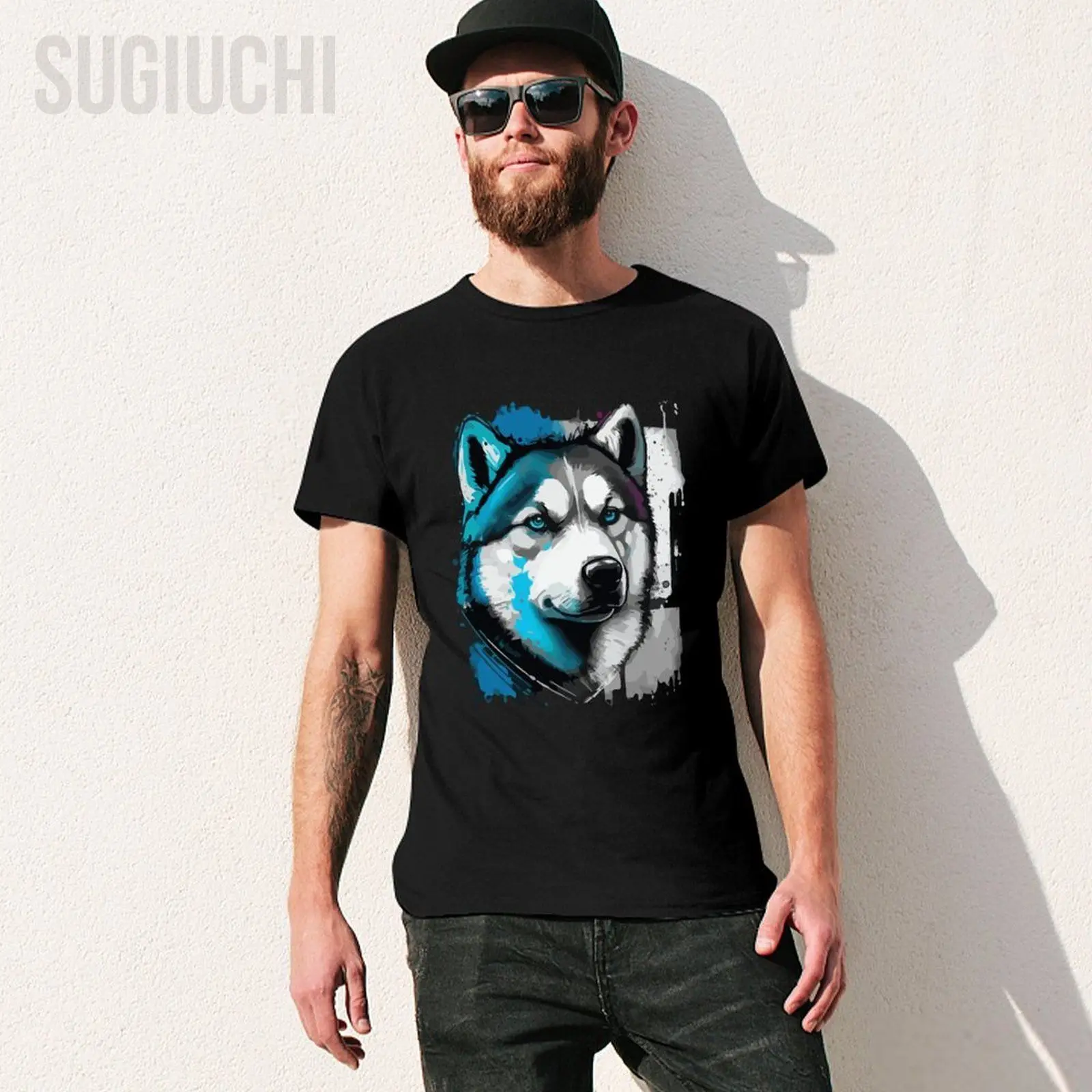 Unisex Men Huskies Dog Siberian Husky Tshirt Tees T Shirts Women Boys 100% Cotton T-Shirt