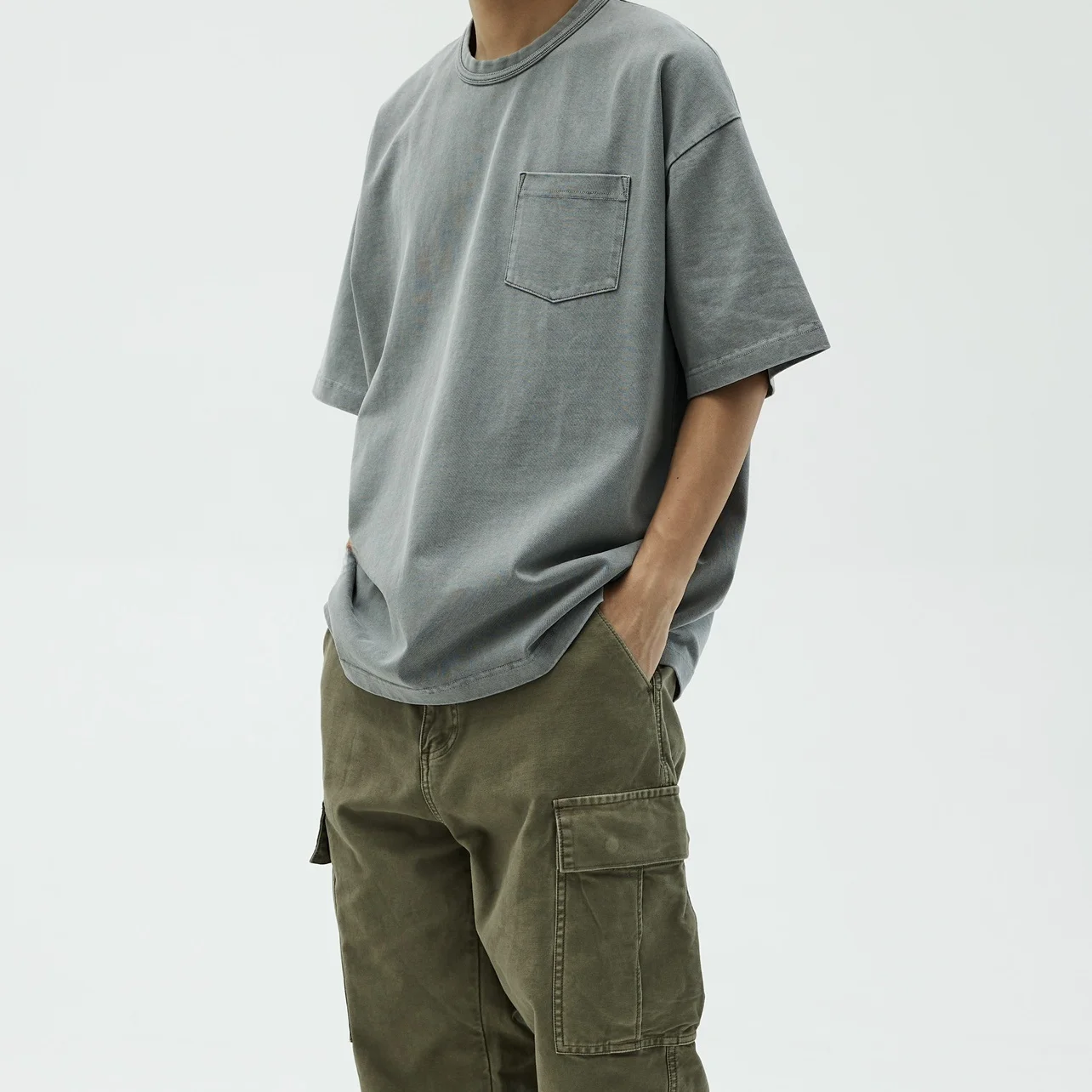 

Футболка LAPRIMA BLANK SS в японском стиле, с круглым вырезом, коротким рукавом, из чистого хлопка, окрашенная воском, плотная, цветная