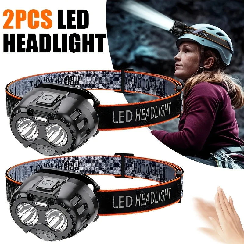 Lampe frontale LED puissante, étanche IPX4, lampe frontale d'urgence, 250LM, XPE LED, 500mAh, pour la pêche en plein air, le camping, la randonnée