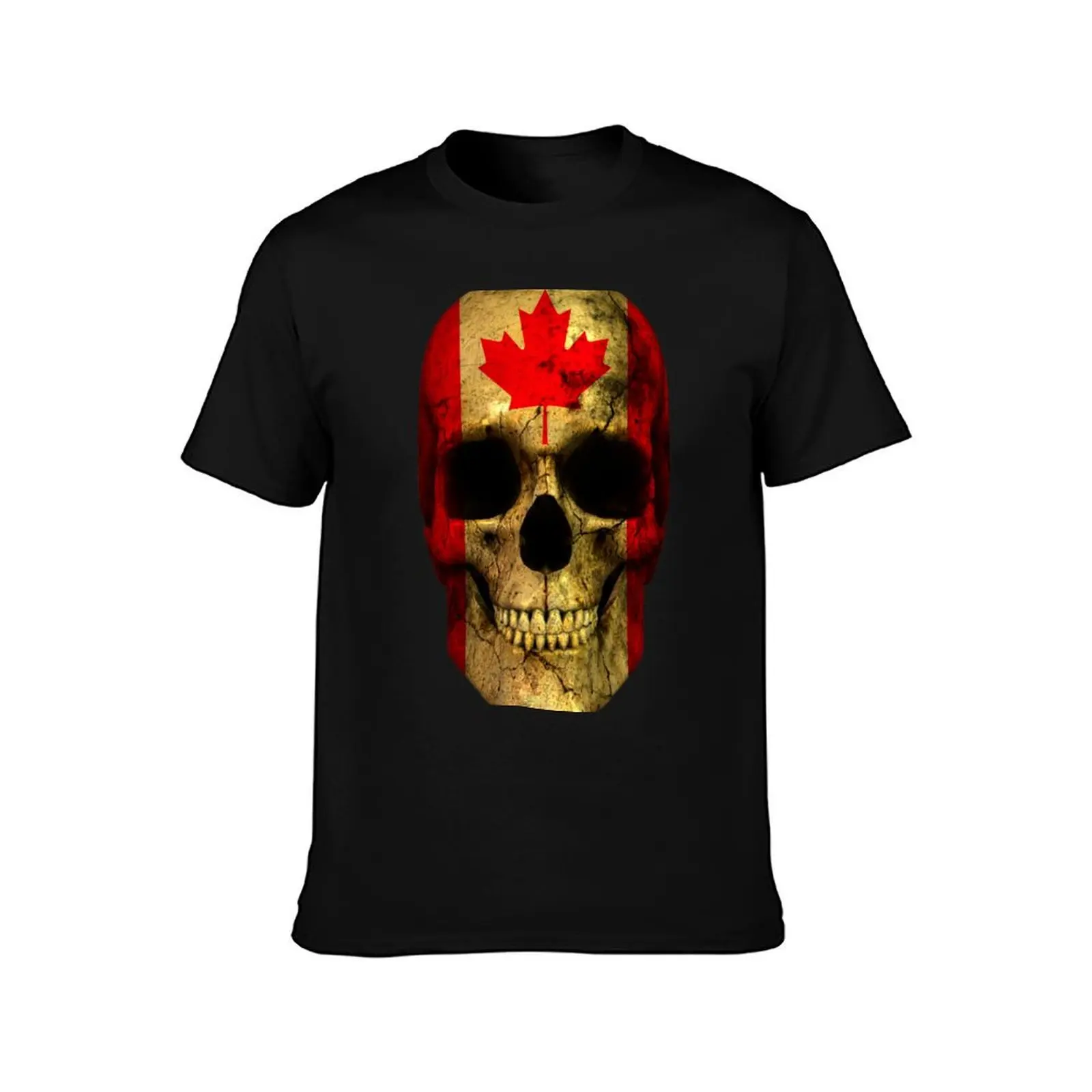 Skull with Canada Flag Skeleton Canadian Roots T-Shirt t shirt man designer T-Shirt