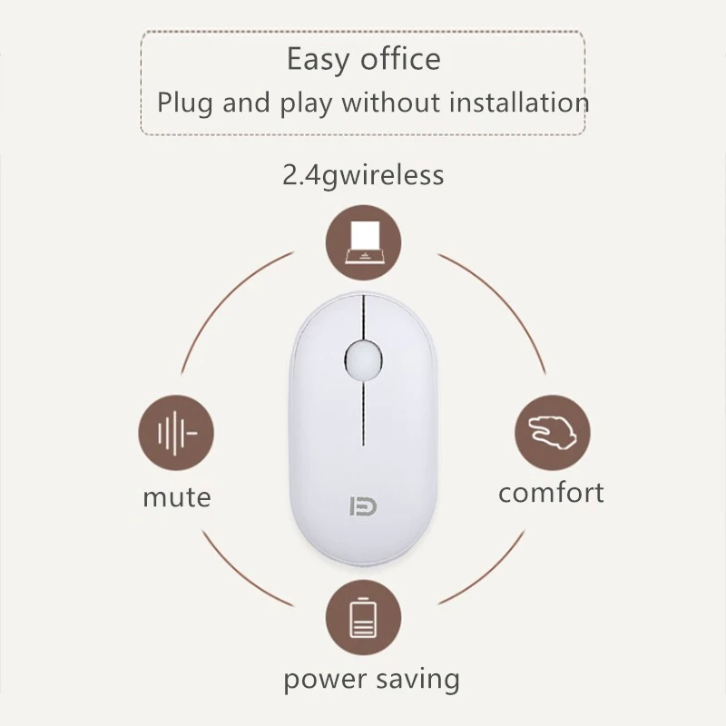 Rechargeable Optical Wireless Mouse Slient Button Ultra Thin Mini Optical USB 2.4G Home Office Mice for Computer Laptop PC