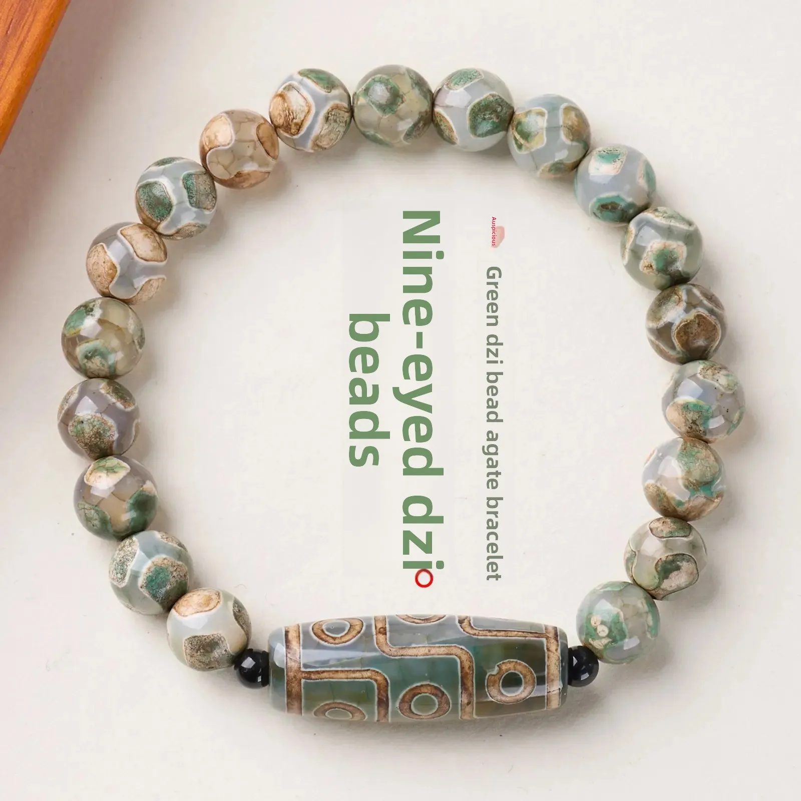 2026 High Quality Green Nine Eyes Dzi Long Barrel Beaded Bracelet For Women Fashion Buddhist Prayer Beads Wrist Jewelry Elegant
