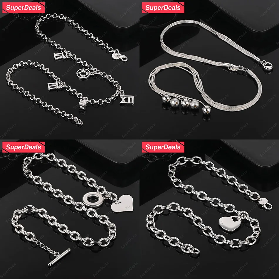 

SuperDeals 925 Sterling Silver Heart Roman Numeral Bead Pendant Necklace Women Birthday Party Fashion Personalized Jewelry Gift