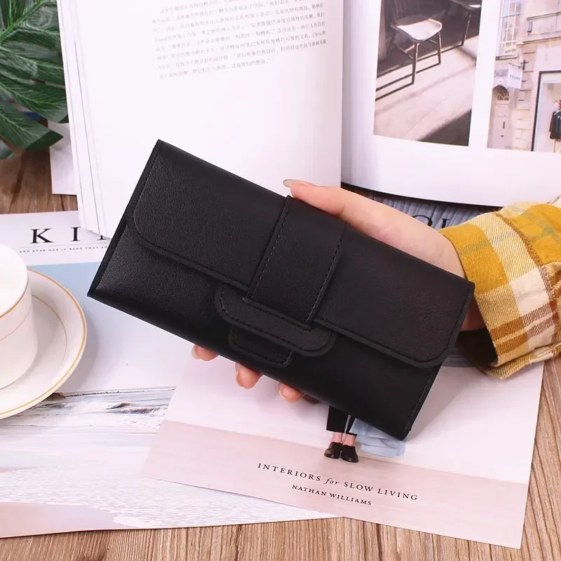 Hot Triple Fold Flip Cover Ladies Leather Wallet Women Long Flap High-end Luxury Long Multifunctional Buckle Leather Wallet