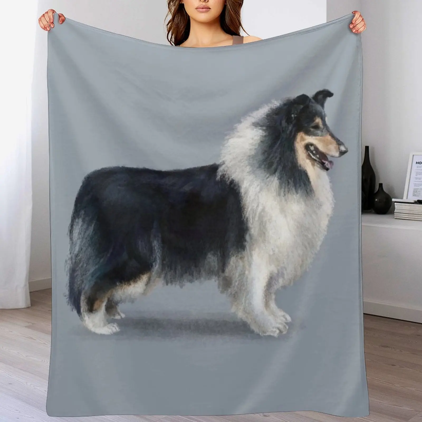 

Tri Coloured Rough Collie Throw Blanket warm for winter christmas decoration christmas gifts Blankets